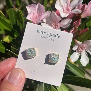 KATE SPADE New York Opal Glitter Small Square Gold Tone EARRINGS